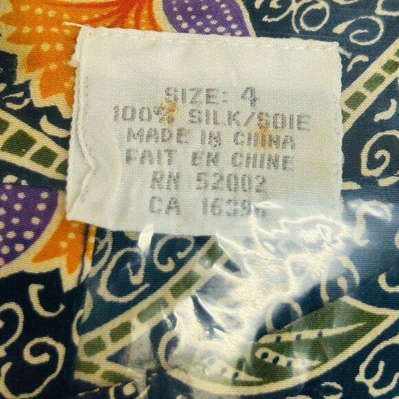 Vintage Liz Claiborne Silk Sheath Dress Size 4 Floral Print Black Red Midi - Picture 14 of 14